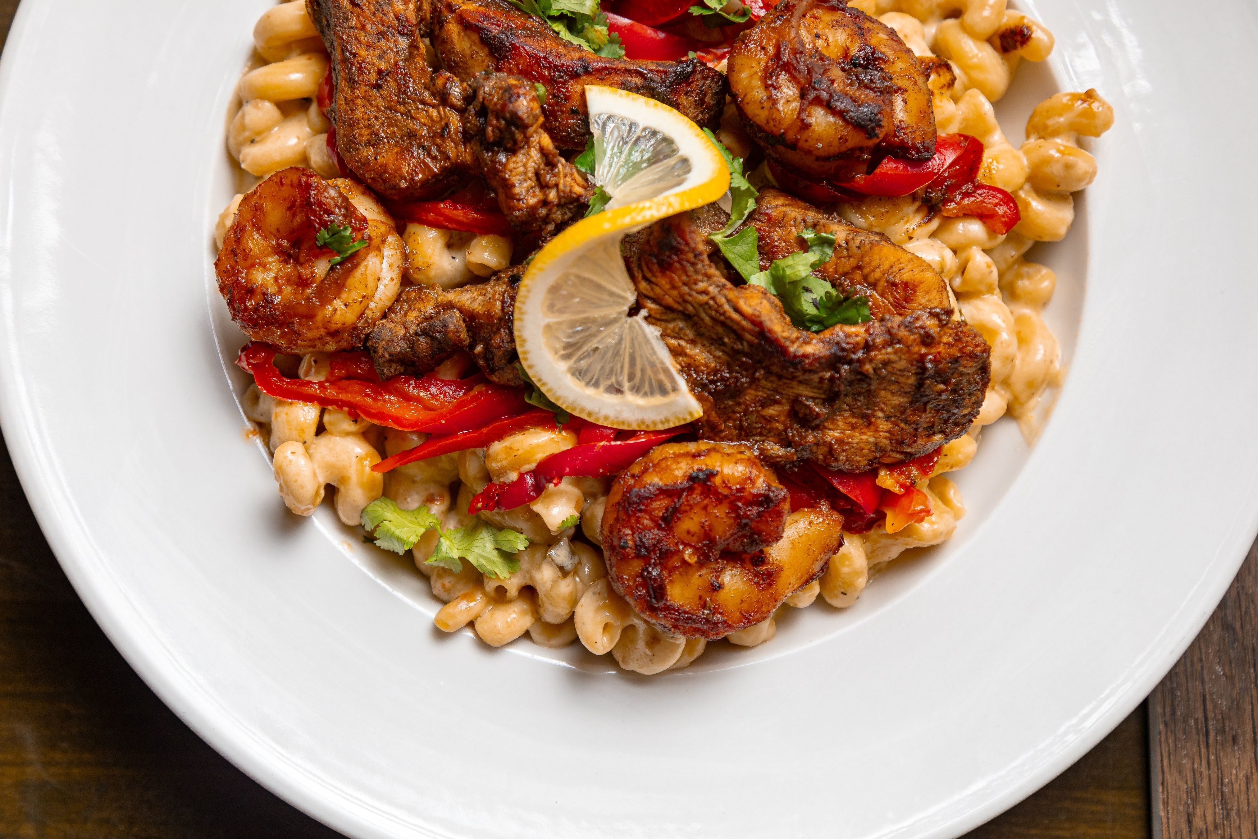 Rasta Pasta Chicken & Shrimp.